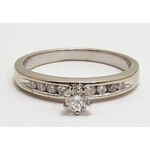 Unique 14K Solid White Gold Wedding Engagement Solitaire Round Cut Diamond Ring
